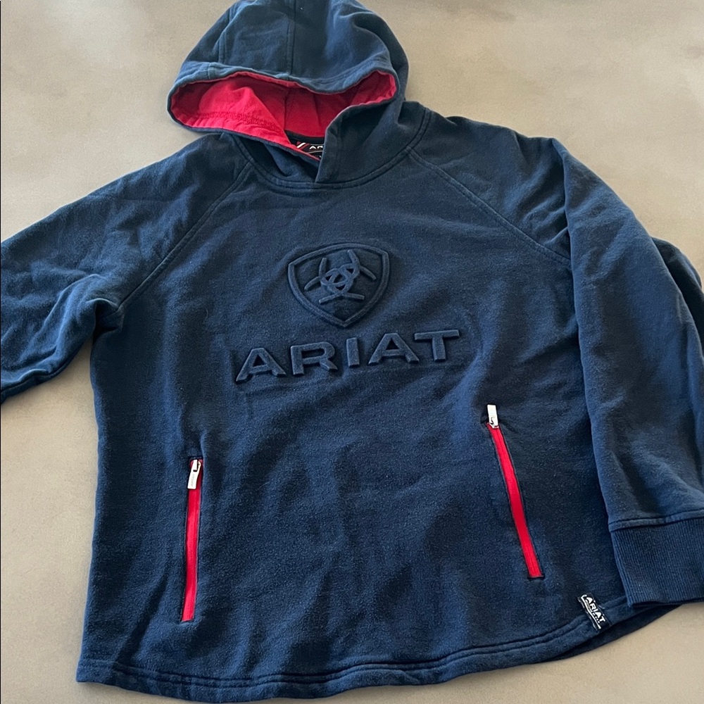 Ariat Kids Dark Blue Hoodie with Red Zippers